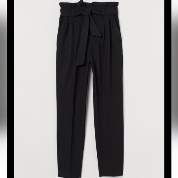 Size M black cropped paper bag dress pants - Picture 2 of 15
